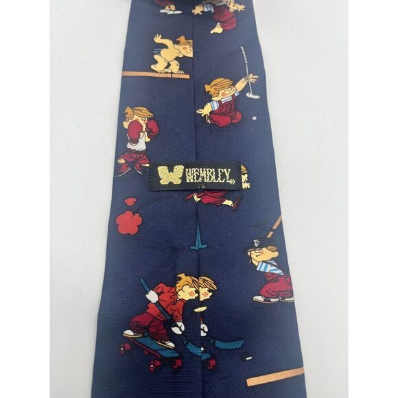 Wembley Dennis The Menace Cartoon Tie Silk Necktie Sports Theme USA Vintage - Picture 3 of 5